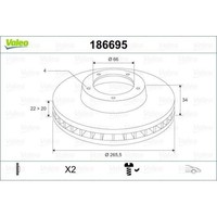Valeo 2X Bremsscheibe FüR CitroëN Opel Peugeot Vauxhall CitroëN (Df Psa) DS