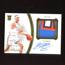 2019-20 Panini Flawless Darius Bazley Patch Auto Gold Rookie RC #/10 Thunder