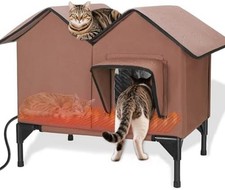 Large Heated Cat House for Outside in Winter, Elevated Waterproof Cat House f