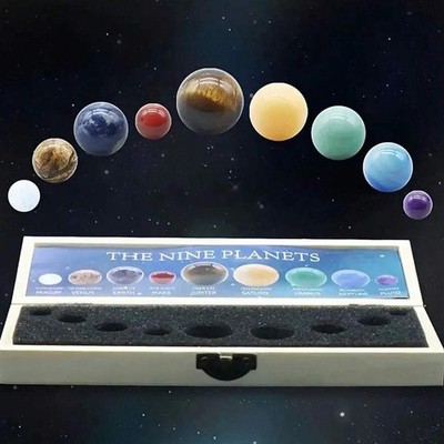Solar System Crystal Gemstone Planet Set 9 Sphere Stones Galaxy Model Decor Gift