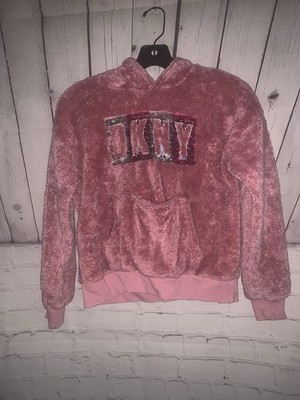 Dkny Pins Furry Hooded Pull Over Sweater For Girls Size 12