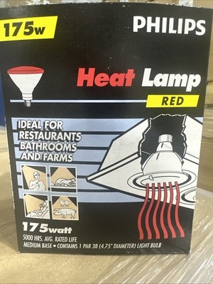 Red Heat Lamp 175W Bulb Genuine PHILIPS IR-175C-PAR 4.75''