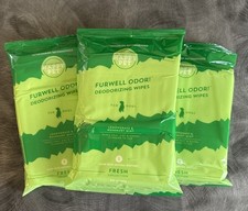 3 Pks Happy Pet Furwell Odor Deodorizing Wipes for Dogs Lemongrass  Rosemary.
