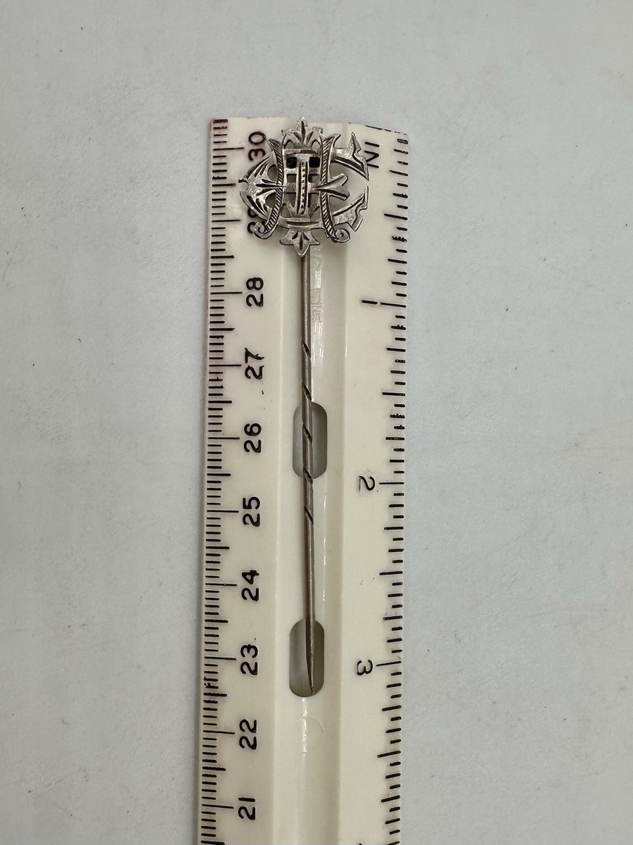 Antique 1880’s Victorian Sterling Monogram AEI STICK PIN Amity Eternity Infinity View 4