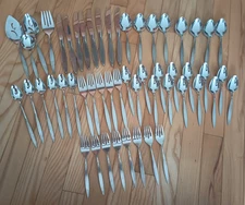VTG ONEIDA ONEIDACRAFT DELUXE WINTERSONG FLATWARE STAINLESS LOT 52 PC