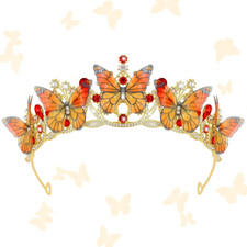 Butterfly Crown Fairy Gold Crown for Women Girls Crystal Tiara for Costume