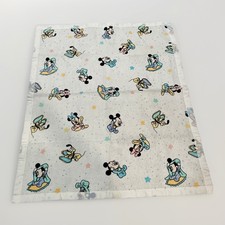 Vintage Dundee Mickey Mouse Minnie Pluto Disney Cotton Baby Blanket Satin Trim