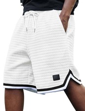 Mens Athletic Sweat Shorts Casual Stretch Elastic Waist Waffle Workout Gym Sh...