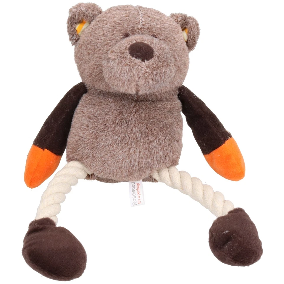 Peluche chien corde en peluche colorée Mister Twister avec grincement 11 x 12... - Photo 1/3