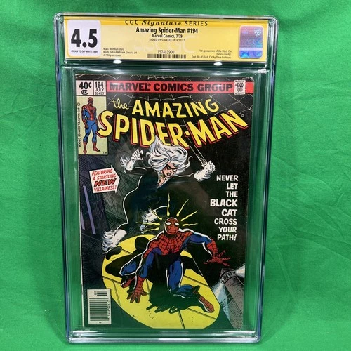 The Amazing Spider-Man #194 CGC SS 4.5 Newsstand 1st Black Cat Sign By Stan Lee