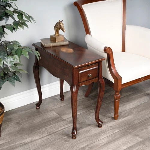 Traditional Queen Anne Side Table, Cherry Finish - Picture 4 of 5