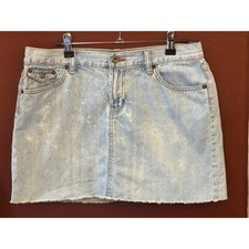Vintage Tommy Hilfiger Denim Mini Skirt Y2K Grunge Streetwear Light Wash 1/04