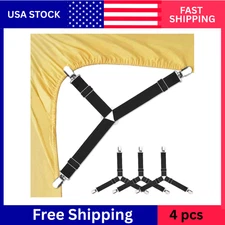 4 Pcs Adjustable Bed Sheet Straps – Sheet Holders Clips Fasteners for Fitted She