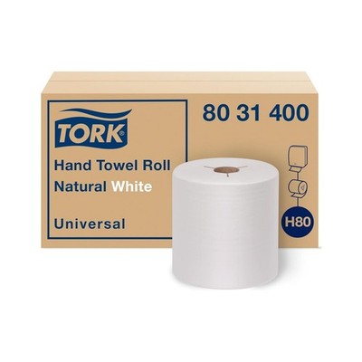 Tork Hand Towel Roll Natural White H80, Universal, 100% Recycled Fiber, 6 Rol...