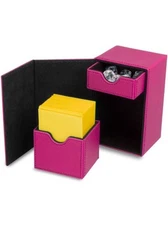 BCW Deck Vault Pink LX 80 Deck Box Magnetic Leatherette holds 80 w/ Dice Tray