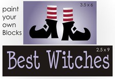 Joanie Stencil Best Witch Red Stripes Socks Shoes Halloween Country Prim Signs
