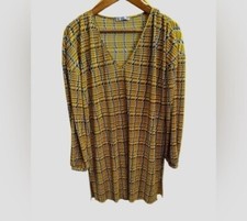 Zara Oversized Dress - Yellow Checked Plaid Pleated - Womans Size Small