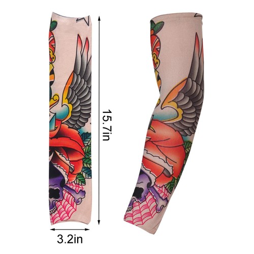20Pk Temporary Tattoo Arm Sleeves Sun Protection Fake Slip On Tattoo Arm Sleeves - Picture 6 of 6