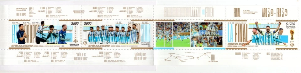 SOCCER W/CUP 2022 - ARGENTINA, CHAMPION OF THE WORLD, COMPLETE SET, MNH, VF - Image 3 of 4