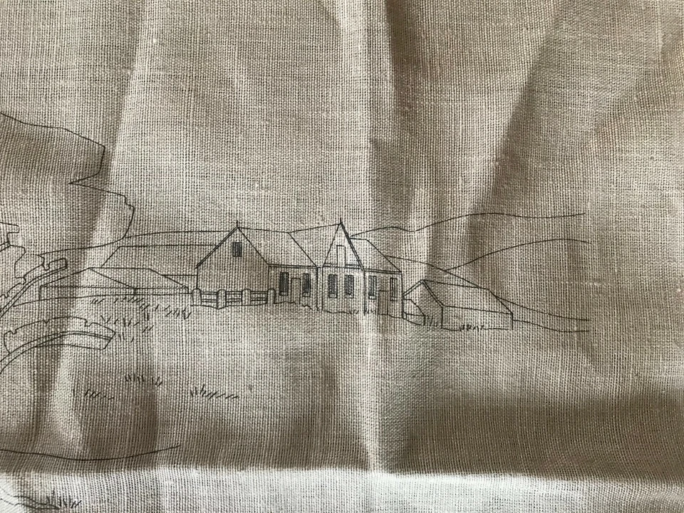 Vintage unused large natural tapestry embroidery canvas country houses bush aus - Image 2 of 4