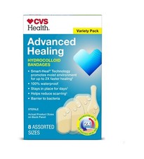 CVS Health Advanced Healing Hydrocolloid Bandages, Variety Pack, 8 Assorted Size