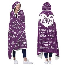 Wife Fleece Wearable Blanket Hoodie - Wife Gifts from Husband - Gifts for