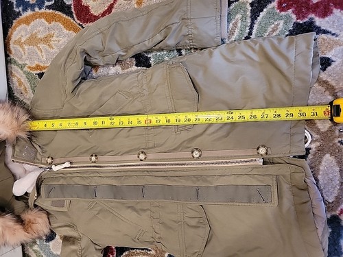 Abercrombie Fitch Olive Faux Fur Sherpa Lined Hooded Parka Military Jacket SMALL - Picture 10 of 11