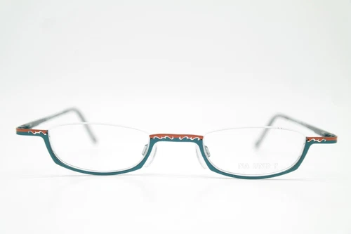 Vintage Glasses Marion Ramm 93F3287 Blue Orange Half-Rim Glasses Frame