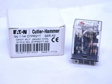 NEW Eaton D7PR21T D7PR Series D7 General Purpose Relay, 24 VAC, DPDT, Plug-In VN