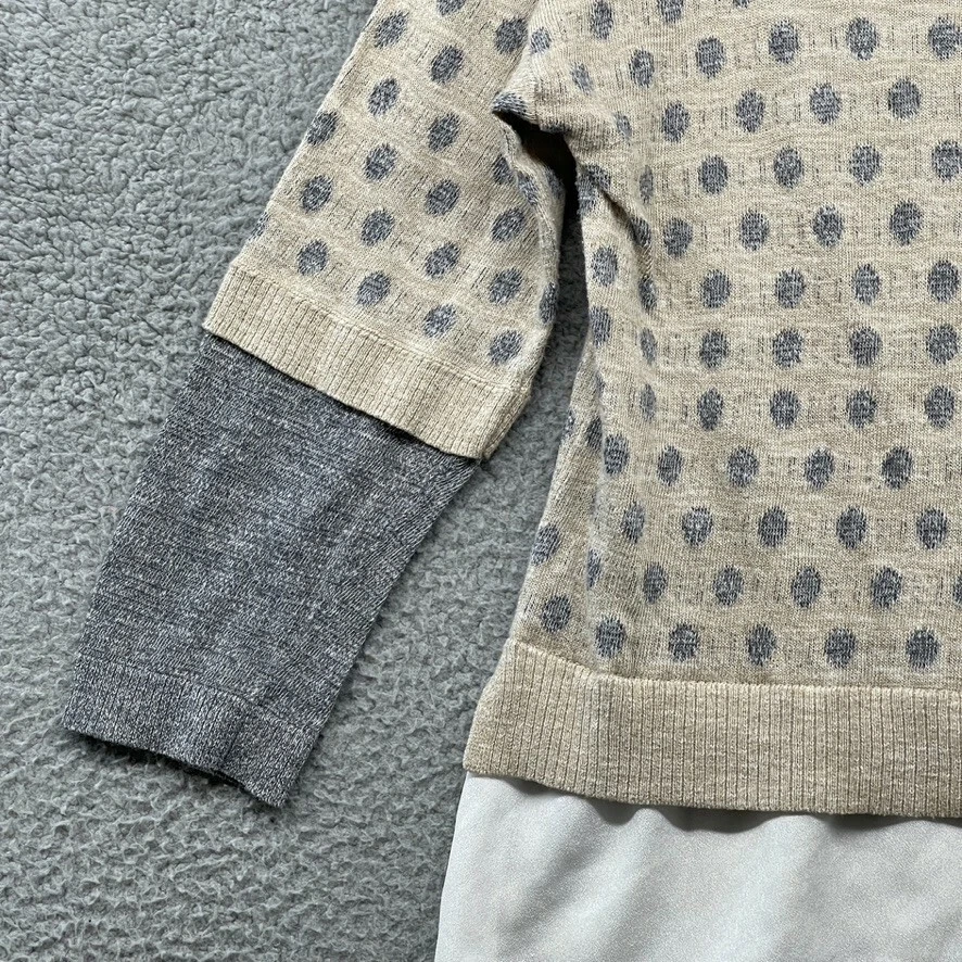 Suéter Kensie Mujer Beige Gris Lunares Falso 2 Piezas Botón Cuello Redondo Talla M Foto 3 de 4