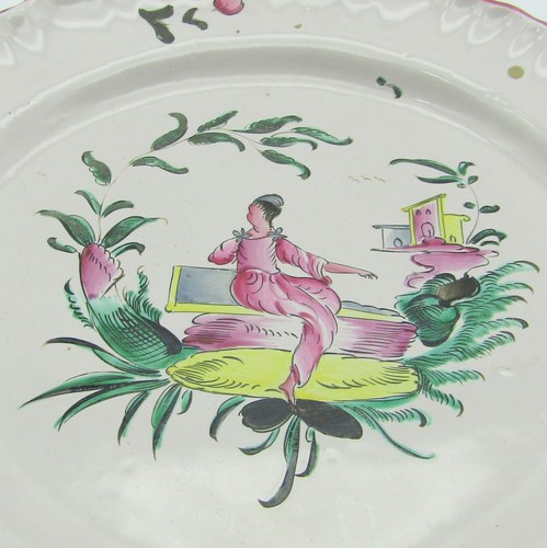 Moustiers ou Varages. Assiette en faïence décor d'un personnage, XVIIIe siècle - Picture 2 of 5