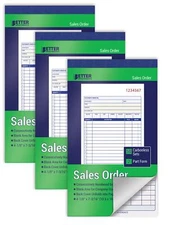 3 Pack Sales Order Books 2-Part Carbonless 150 Sets Total White/Canary Yellow