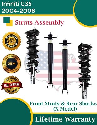 OE Front Struts & Rear Shocks For 2004-2006 Infiniti G35 3.5L Lifetime Warranty