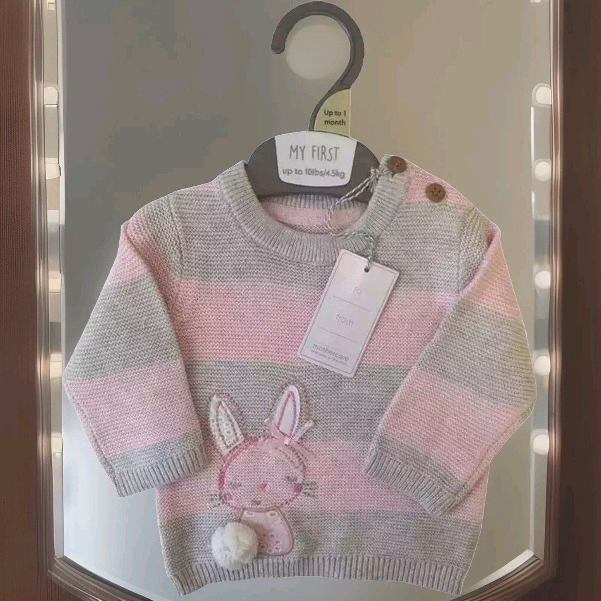 Mothercare Kids Girls Knitted Cotton Bunny Rabbit Jumper Sweater Cardigans  Top
