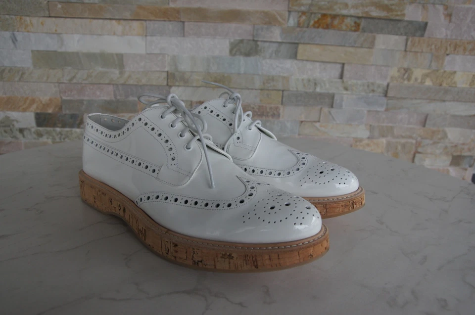 Zapatos de Lujo Iglesia Talla 36 Budapester con Cordones KEELY Blanco Nuevo Antiguo PVP460 € Foto 2 de 4