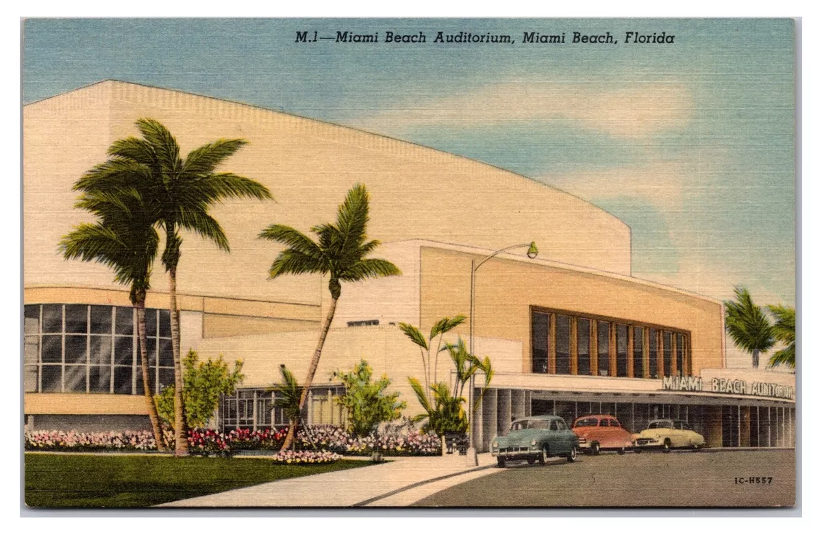 Vintage 1940s- Miami Beach Auditorium, Miami, Florida Postcard (UnPosted)