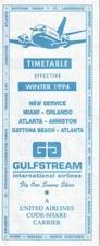 Gulfstream International Airlines timetable 1994/WIN