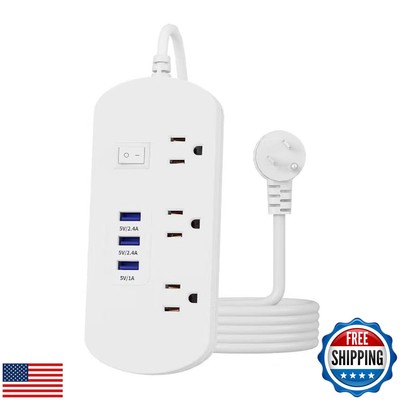 Flat Plug Power Supply Board, 4-Foot Extension Cable, with 3 AC Wide-spacing 