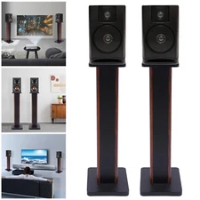 1 Pair 28" Wood Speaker Stands Yellow Sandalwood/Black Walnut for HiFi Bookshelf