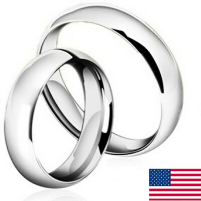 Stunning Mens Ladies Stainless Steel Silver High Polished Wedding Band Rings US