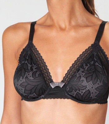 PLAYTEX Invisible Elegance Damen Bügel BH ohne Cups Schwarz/Grau Gr 80 E  