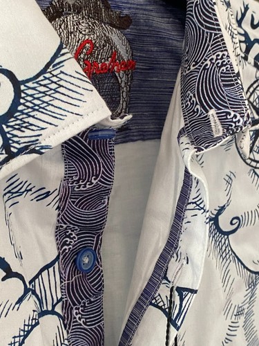 $298 Robert Graham Shipwreck Pirate Ship Shirt RRR221047CF | White & Blue ⭐RARE⭐ - Picture 11 of 23