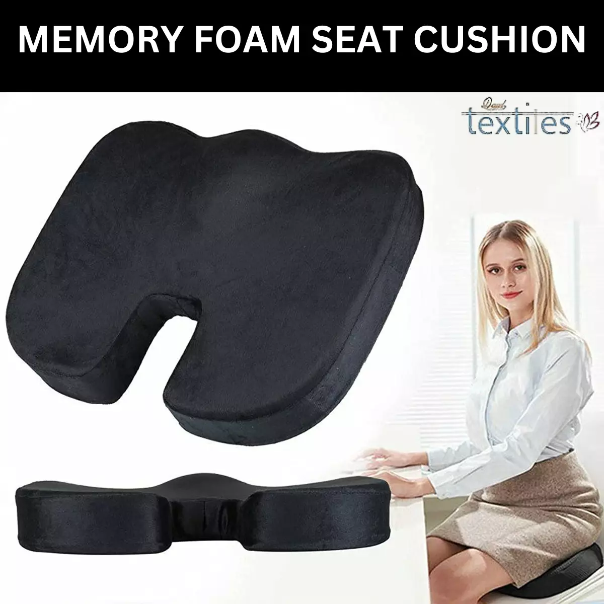 Enhanced Seat Cushion, Memory Foam Coccyx Cushion for Tailbone Pain, Office Chair Car Seat Cushion, Sciatica & Back Pain Relief, Gray, Size: One Size