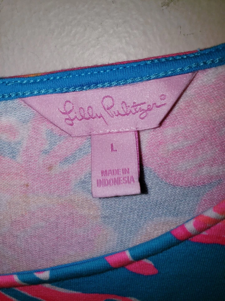 Womens Lilly Pulitzer Floral Colorful Dress 3/4 Sleeve Size Large L - Image 4 of 4