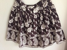 Hippie India Boho spring summer brown floral Cotton Skirt Sz S women  s side zip