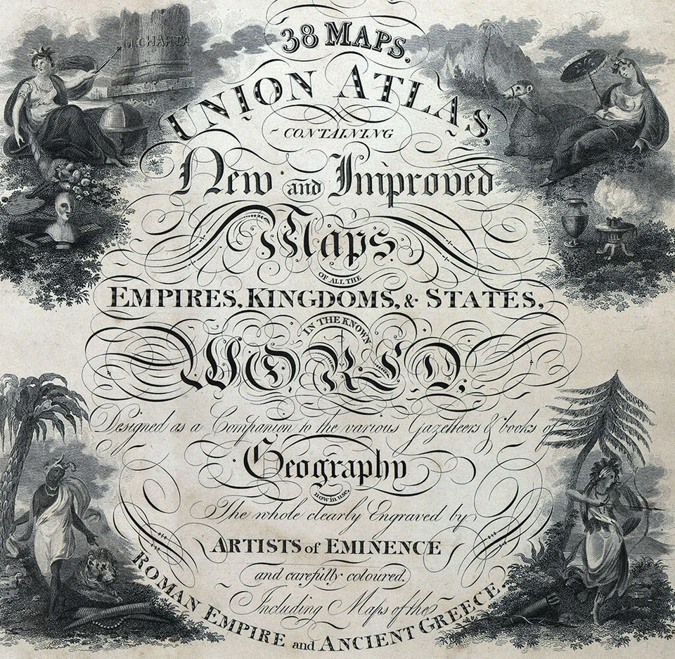 1812 Union Atlas Title Page William Darton London England Vignettes Typography - Image 3 of 3