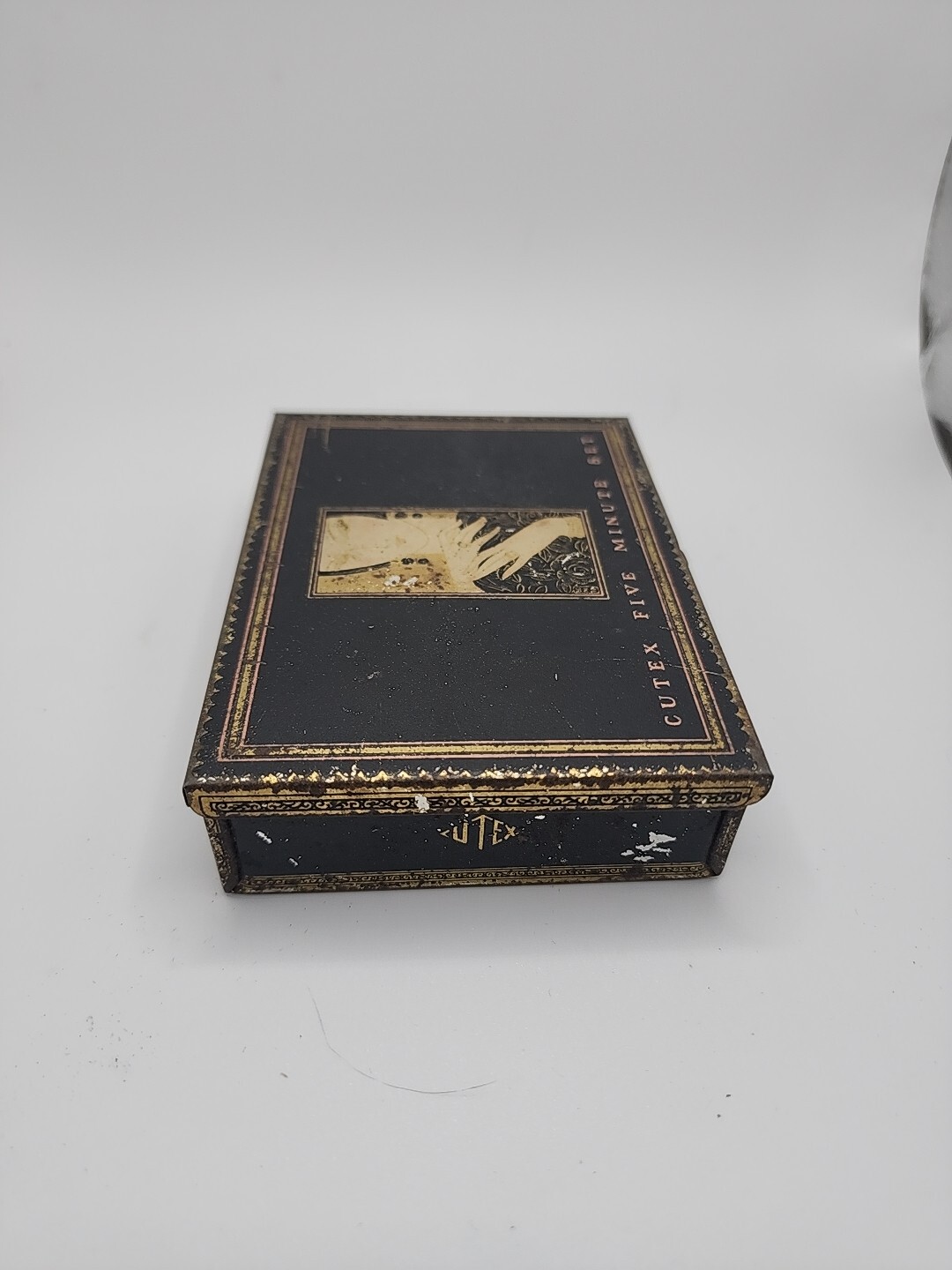 Vintage Art Deco Metal Cutex Five Minute Set Advertising Tin Litho Box Manicure