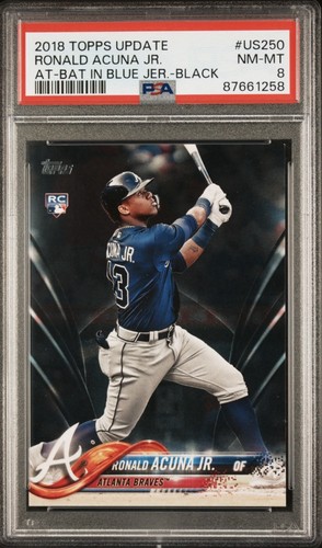 2018 Topps Update Ronald Acuna Jr Black Rookie /67 #US250 PSA 8