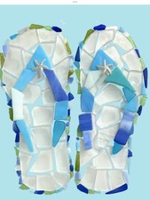TUMBLED SEA GLASS FLIP FLOP MOSAIC ART
