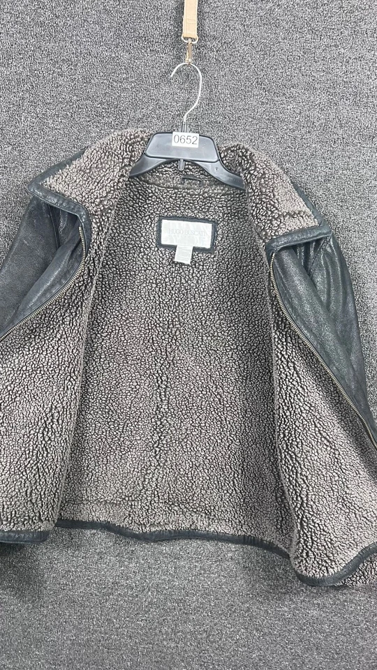 Chaqueta de cuero para moto Hugo Buscati Collection para mujer talla L negra cremallera completa Foto 4 de 4